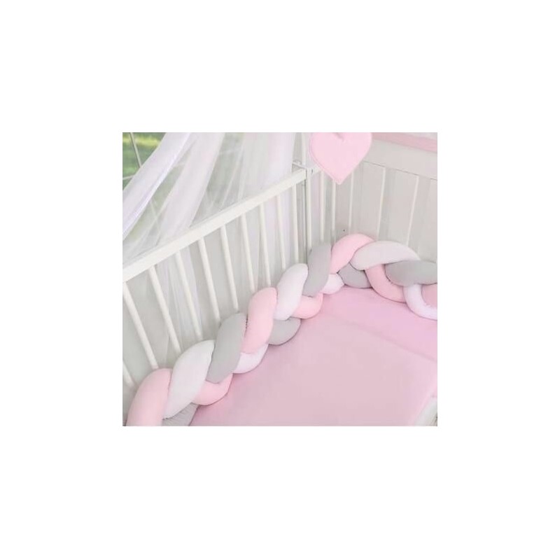 Tour De Lit Tresse 3 Cote 100 Cotton Rose