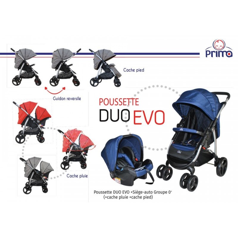 Duo Poussette Maxi Cosi Prima Evo Bleu